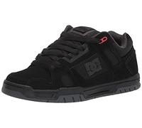 DC Men's Stag Low Top Skate Shoe, Black/Grey/Red, 6 UK