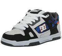 DC Men's Stag Low Top Skate Shoe, White/Black/Orange, 14