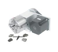 DC Motor, 4 Axis 4th A Axis Rotary Axis NEMA 34 86 Stepper Motor CNC Indexing Head 4 Jaws 100MM Chuck Center Height 65MM Engraving Machine(K5M-3-100B (4 Jaws))