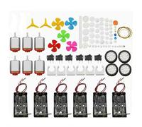 DC Motors Kit for Kids, 6 Set 95pcs Mini Electric Hobby Motor Strong Magnetic with Plastic Gears, Shaft Propeller, Plastic Wheels for DIY STEM Engineering Toy Science Project