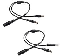 DC Power Splitter Cable 1 to 2, 5.5mm x 2.1mm Female to Dual Male Y Adapter for CCTV, LED Strip Lights, Arduino, Raspberry Pi, DIY Projects, 2 Packs