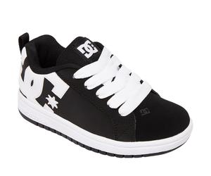 DC Shoes Kids Court Graffik Leather Chunky Trainers - Black/White - 12K UK