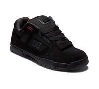 DC Shoes Stag-Leather Shoes for Men Sneaker, Black Grey red, 11 UK