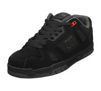 DC Shoes Stag-Leather Shoes for Men Sneaker, Black Grey red, 11 UK