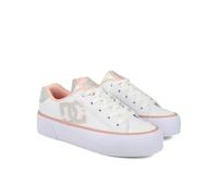 DC Shoes Women's Chelsea Platform Skate Shoe, White/Grey/Blush, 7 UK