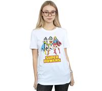 DC Super Hero Girls Women's Super Power Group Cotton Boyfriend T-Shirt in White | Size: Large DC Super Hero Girls White L