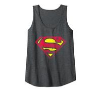 DC Superman Logo Halftone Tank Top, Women, Dark Heather Grey, Medium