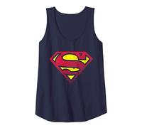 DC Superman Logo Halftone Tank Top, Women, Navy Blue, Large