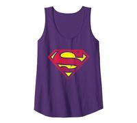 DC Superman Logo Halftone Tank Top, Women, Purple, Medium