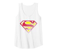 DC Superman Logo Halftone Tank Top, Women, White, Medium