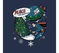 DC Superman Peace On Earth Women's Christmas T-Shirt - Navy - M