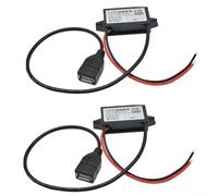 DC To USB Charger Kit 6V-32V To 5V Converter 24W Quick Charge Car Power Adapter With Dual USB Ports For GPS Dash Cam MP3 Player 2 Pack