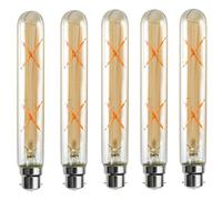 DC VOLTAGE 1 Pack T185 Tubular Dimmable B22 Bayonet LED Filament Bulbs 4W Light Bulbs Warm White 2700K Edison Bulb AC 230V Tubular LED Bulb (5 Pack)