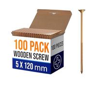 DC VOLTAGE 100pcs Self-Tapping Wood Screws, Flat Head Wood Screw Assortment Kit, M5 Thread Wood Screws,Yellow Passivated Plated, Flat Self-Tapping Wood Screw Set (5.0 x 120mm)