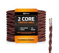 DC VOLTAGE 10m 2 Core Twisted Cable Flexible Wire Lamp Cord, 2 Conductor 32.8ft Vintage Light Flex Cable DIY Lamps Electrical Wire Lighting Appliance Wire Twisted Fabric Electrical Wire (Brown)