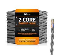 DC VOLTAGE 10m 2 Core Twisted Cable Flexible Wire Lamp Cord, 2 Conductor 32.8ft Vintage Light Flex Cable DIY Lamps Electrical Wire Lighting Appliance Wire Twisted Fabric Electrical Wire (Grey)