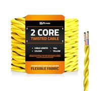 DC VOLTAGE 10m 2 Core Twisted Cable Flexible Wire Lamp Cord, 2 Conductor 32.8ft Vintage Light Flex Cable DIY Lamps Electrical Wire Lighting Appliance Wire Twisted Fabric Electrical Wire (Yellow)