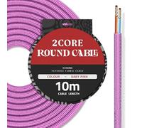 DC VOLTAGE 10M Baby Pink Vintage 2 Core Round Cable Fabric Cloth Covered Electrical Wire, 32.8FT 2 Conductors 18 Gauge textile electric cable Wire coated colored vintage for Lighting DIY Project