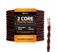 DC VOLTAGE 10m Burgundy Twisted Fabric Electrical Cable, 2 Core 0.75mm² Braided Lamp Cord, Flexible Copper Wire, 32.8ft Vintage Light Flex Cable for Pendant Lights, Lamps, Chandeliers & DIY Lighting