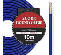 DC VOLTAGE 10M Dark Blue Vintage 2 Core Round Cable Fabric Cloth Covered Electrical Wire, 32.8FT 2 Conductors 18 Gauge textile electric cable Wire coated colored vintage for Lighting DIY Project