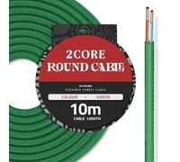 DC VOLTAGE 10M Green Vintage 2 Core Round Cable Fabric Cloth Covered Electrical Wire, 32.8FT 2 Conductors 18 Gauge textile electric cable Wire coated colored vintage for Lighting DIY Project