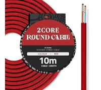 DC VOLTAGE 10M Red Vintage 2 Core Round Cable Fabric Cloth Covered Electrical Wire, 32.8FT 2 Conductors 18 Gauge textile electric cable Wire coated colored vintage for Lighting DIY Project