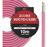 DC VOLTAGE 10M Rose Pink Vintage 2 Core Round Cable Fabric Cloth Covered Electrical Wire, 32.8FT 2 Conductors 18 Gauge textile electric cable Wire coated colored vintage for Lighting DIY Project