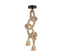 DC VOLTAGE 2 Head Hemp Rope Pendant Light, Vintage Industrial E27 2m Ceiling Hanging Lamp for Kitchen Island, Dining Room, Cafe, Bar & Loft Decor