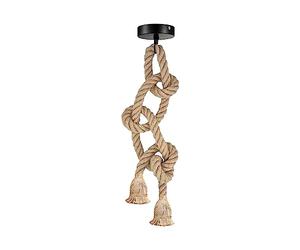 DC VOLTAGE 2 Head Hemp Rope Pendant Light, Vintage Industrial E27 2m Ceiling Hanging Lamp for Kitchen Island, Dining Room, Cafe, Bar & Loft Decor