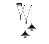 DC Voltage 2 Head Spider Lights Metal Cone Shaped Black Finish 22 cm Shades Industrial Pendant Lights with Adjustable Cable for Kitchen Island Living Room Bed Room