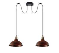 DC VOLTAGE 2 Head Spider Lights Metal Curvy Shaped Rustic Red Finish 29 cm Shades Industrial Pendant Lights with Adjustable Cable for Kitchen Island Living Room Bed Room