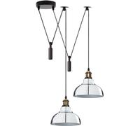 DC VOLTAGE 2 Head Spider Pendant Light, Industrial Retro Ceiling Light, 29cm Chrome Metal Shades, Adjustable Cable, E27 Bulb Base, Vintage Hanging Lamp for Kitchen, Dining Room, Restaurant