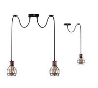 DC VOLTAGE 2 Head Spider Pendant Light with 2m Adjustable Cables, Vintage Industrial 15cm Rustic Red Metal Shade Ceiling Hanging Lamp Fixture for Living Room, Bedroom, Kitchen, Bar, Cafe