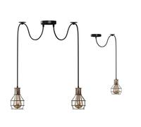 DC VOLTAGE 2 light cage pendant Spider Light with 2m Adjustable Cables, Vintage Industrial 15cm Brushed Copper Metal shade Ceiling Hanging Lamp Fixture for Pendant Kitchen Living Room Bedroom Bar Cafe