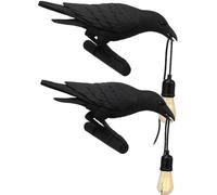 DC VOLTAGE 2-Pack Black Crow Wall Light Novelty Raven Bird Lamp with Adjustable Cable, Gothic Bedroom Wall Sconce, Matte Black Resin Light Fixture (Black Crow Wall Lights - 2 Pack)