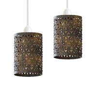 DC VOLTAGE 2 Pack Industrial Brushed Copper Wire Cage Ceiling Light Shade - Easy Fit Metal Pendant Lamp Shade with Reducer Ring E27 Fitting for Living Room, Bedroom, Kitchen, Dining Room