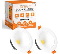 DC VOLTAGE 2 Pack LED Downlights for Ceiling Warm White 3000K, 18W,90LM/ W, AC 220-240V, Cut Ø90-100 mm Ultra Slim Recessed Ceiling Round 3D Spot Lights for Bathroom Kitchen Living Room