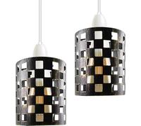 DC Voltage 2 Pack of Pendant Light Shade Metal Drum Shaped Lampshade Industrial Easy fit Ceiling Indoor Wire cage Lampshade for Kitchen Living Room Corridor