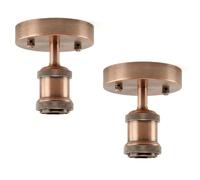 DC VOLTAGE 2 Pack of Single Head Fully Earth Ceiling Light Retro Copper Flush Mount E27 Lamp Holder Sconce Chandeliers Pendent Set for Living Room