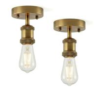 DC VOLTAGE 2 Pack of Single Head Fully Earth Ceiling Light Retro Flush Mount E27 Lamp Holder Sconce Chandeliers Pendent Set for Living Room Dining Room
