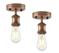 DC VOLTAGE 2 Pack of Single Head Fully Earth Ceiling Light Retro Flush Mount E27 Lamp Holder Sconce Chandeliers Pendent Set for Living Room