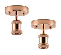 DC VOLTAGE 2 Pack of Single Head Fully Earth Ceiling Light Retro Rose Gold Flush Mount E27 Lamp Holder Sconce Chandeliers Pendent Set for Living Room Dining Room