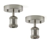 DC VOLTAGE 2 Pack of Single Head Fully Earth Ceiling Light Retro Satin Nickel Flush Mount E27 Lamp Holder Sconce Chandeliers Pendent Set for Living Room