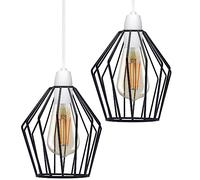 DC VOLTAGE 2 Pack Wire Cage Lamp Shade 19cm Metal Easy Fit Vintage E27 Light Indoor Geometric Bulb Guards Wrought Iron Ceiling Fitting Light for Kitchen Living Room Bedroom.