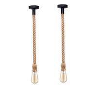 DC VOLTAGE 2 PCs Vintage 1m Hemp Rope E27 Single Head Industrial Hanging Rope Pendant Ceiling Light Hanging Lamp for Kitchen Cafe Restaurant Bar Hall (Without Bulb)