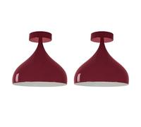 DC VOLTAGE 2 Pcs Vintage Industrial Metal Ceiling Lights 31.5CM Burgundy Semi Flush Mount Lighting Fixtures for Kitchen Island Bedroom Hallway Dining Rooms Living Rooms Bar