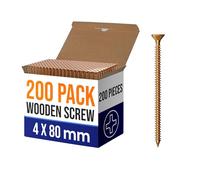 DC VOLTAGE 200 Pcs wood Screws 4 x 80mm Self-Tapping Flat Head Wood Screw Assortment Kit M4 Thread Wood Screws Finish and Yellow Passivated Plated Flat Self-Tapping Wood Screw Set