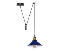 DC VOLTAGE 22cm Navy Blue Cone Spider Pendant Light,Industrial Hanging Ceiling Lamp with E27 Base & 2M Adjustable Cord for Farmhouse Kitchen, Dining, Hallway with Bulb
