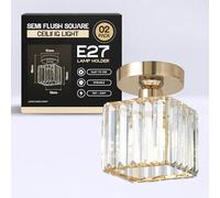 DC VOLTAGE 2Pack Chandeliers Ceilings Light Gold Light Shade Modern Crystal Lights for Hall Semi Flush Kitchen Ceilings Lights Fittings,Light Fittings Ceilings 13 Cm Diameter E27 Base Lamp