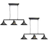 DC VOLTAGE 2Pack Industrial Suspended Ceiling Pendant 3 Lamp Black Metal Water Pipe Vintage 22cm Shade with Hanging Chain Light Fitting for Living Room Home Decor & Improvement Essential